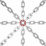 3d illustration of a crossing silver chain - conceptual image