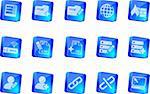Database and Network icons  blue transparent box series