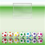 Soccer balls to soccer net. Illustration for your design.