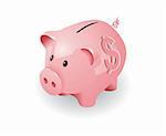 Pink piggy bank in editable vector format