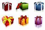 set of gift boxes on an isolated background