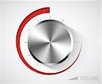 Chrome volume knob with scale on white background