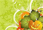 Grunge Halloween background with pumpkin and spider, element for design, vector illustration