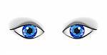 Pair of human blue technology eyes with reflection.