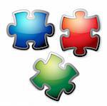 Glossy colorful puzzle / jigsaw set with metallic borders