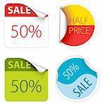 Set of fresh two colors sale labels and stickers