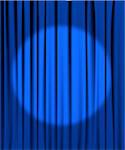 Blue curtain from the theatre with a spotlight