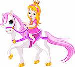 Cute little princess riding on a horse