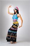 China girl dancing with colorful dress, Dai nationality.