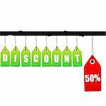 illustration of vector discount tags hanging on isolated background