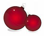 nice illustration - two glossy red christmas ball isolated over white background