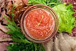 Appetizer made of  meat delicacies and salad