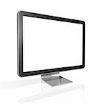 3D television, computer screen isolated on white with clipping path