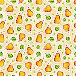 Pear seamless pattern, vector