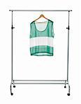 Green sport shirt on a Clothes Rack isolated