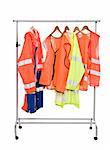 Colored Workwear hanging on a Clothes Rack isolated