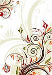 Grunge floral background with leaf, element for design, vector illustration