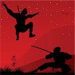 vector illustration of two ninjas