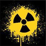 vector illustration of the radioactive sign in yellow spatter