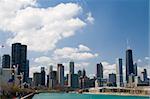 Chicago skyline, view from the shore of Lake Michigan