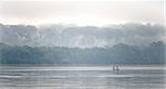 Sangha River. Morning fog on the African river Sangha.