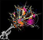 trumpet with colorful abstract decoration