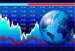 World Globe over a stock market graph.