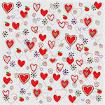 pattern with  hearts and flowers