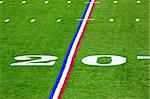 Image of a twenty yard line in the Lucas Oil football stadium in Indianapolis