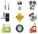 Set of the car repair and maintenance related icons