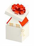 House in gift packing. Isolated over white
