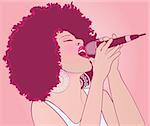 Vector illustration of an Afro American jazz singer