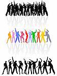 vector eps10 illustration of dancing people silhouettes