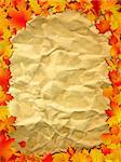 Autumn background with colored leaves on old paper. EPS 8 vector file included
