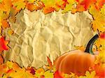 Autumn background with Pumpkin on paper. EPS 8 vector file included