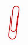red paper clip isolated on white background