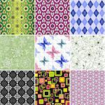 Collection decorative colorful seamless wallpapers (vector)