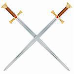 Steel swords on a white background.  Vector Illustration