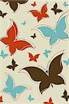 illustration of retro background with colorful butterflies