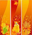Three Cute Thanksgiving and Harvest vertical Banners