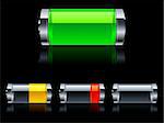 Four batteries with various level of charge.