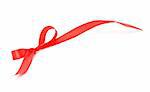 red satin ribbon on white background