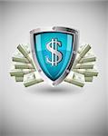 security shield protecting money business concept vector illustration