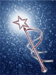 Illustration of a platinum fairy wand on a starry background