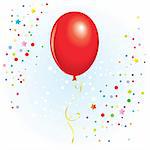 Red balloon with dangling curly ribbon in vector format