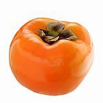 Persimmon, orange color fruit isolated on white background.