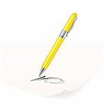 Vector image of yellow pen writing on paper