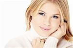 Portrait of the beautiful blonde isolated on a white background