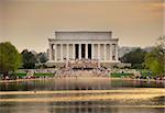 Lincoln Memorial at sunset with lake reflections, Washington DC