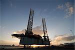 Silhouette of a oil rig close to Esbjerg harbour in Denmark.